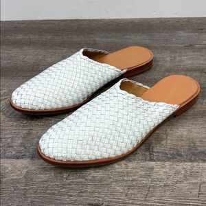 🤍 Seychelles Woven Leather Slide Mules | Women’s 8.5 | Handwoven White Flats